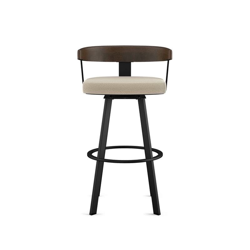 Lars Wood Swivel Bar Stool with Backrest, Black Frame, 30-in S2210