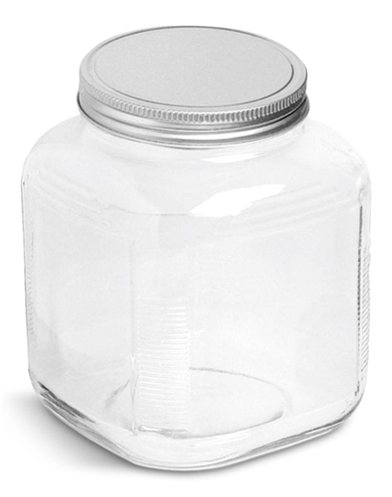 Cracker Jar, with Silver Lid, 1-Gal, Clear & Durable Glass J1246