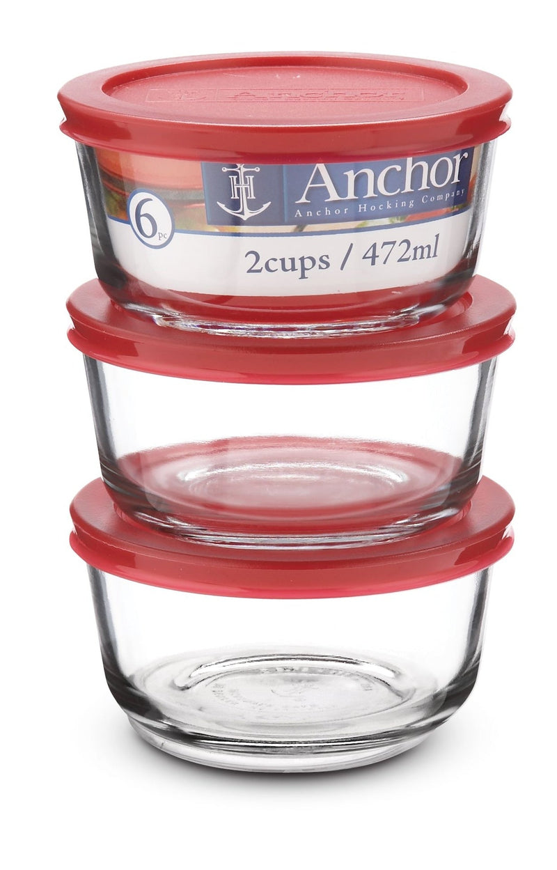 Round Glass Storage Container Set with Lids, 3 Count A7968