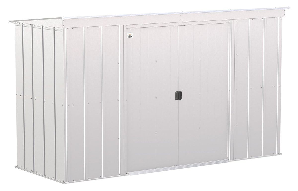 Classic Galvanized Steel Storage Shed, Flute Grey, 10-ft x 4-ft