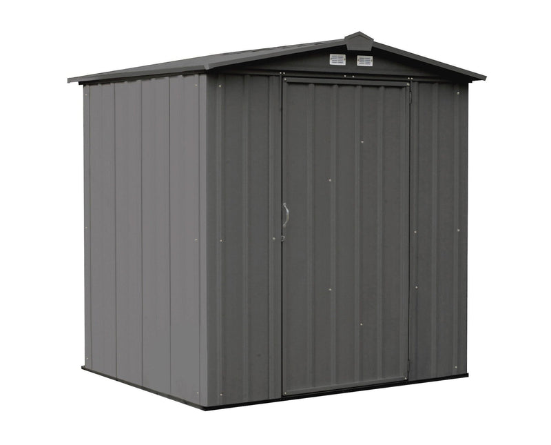 EZEE Galvanized Steel Storage Shed with Low Gable Roof, Charcoal, 6-ft x 5-ft W0984