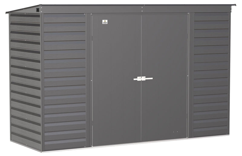 Select Galvanized Steel Storage Shed, Charcoal, 10-ft x 4-ft N8616
