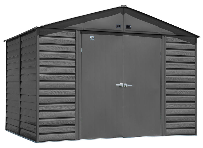 Select Galvanized Steel Storage Shed, Charcoal, 10-ft x 8-ft D4121