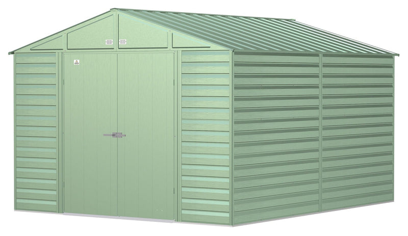 Select Galvanized Steel Storage Shed, Sage Green, 10-ft x 12-ft D8786