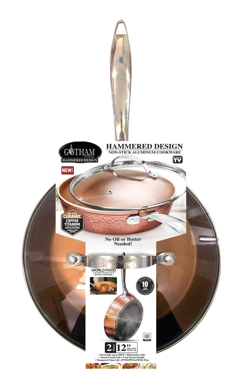 Hammered Diamond Pan with Lid, 12-in C8346