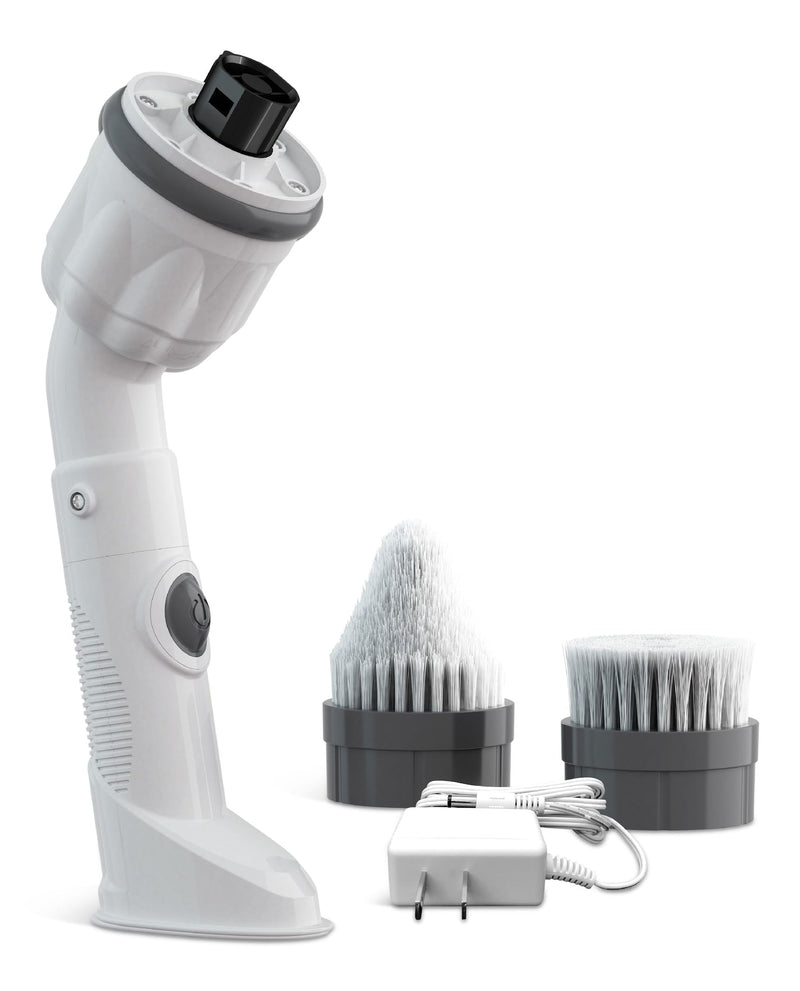 Max Powerful Handheld Scrubber with 2 Brush Heads, Compact, White H4906