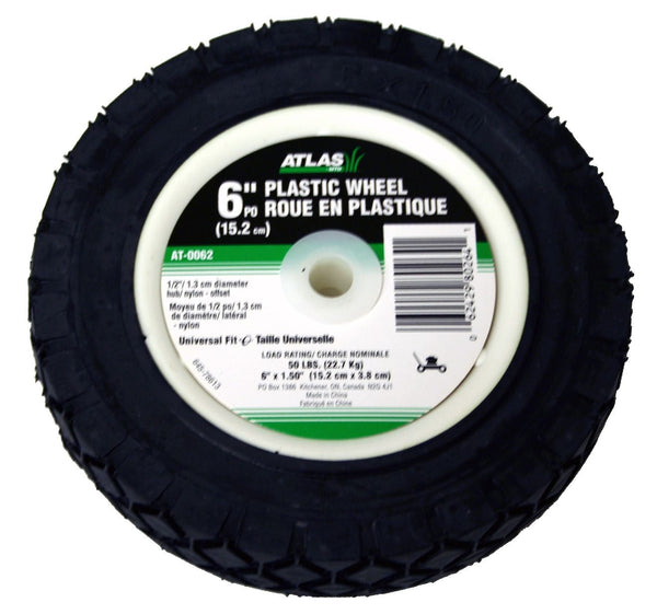 Lawn Mower Replacement Wheel, Wide Tread, 6-in x 1.5-in A2153