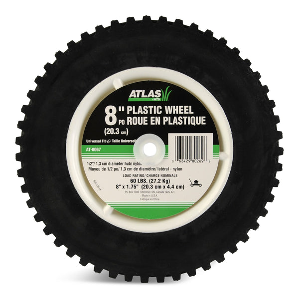 Plastic Lawn Mower Replacement Wheel with Geared Tread, 8-in x 1.75-in C0441