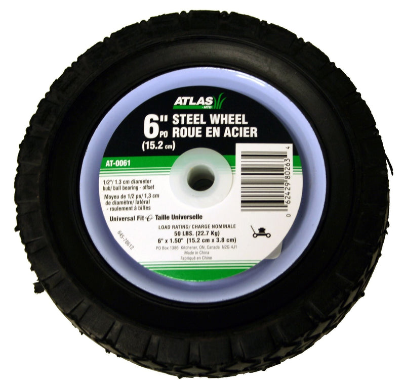 Steel Lawn Mower Wheel with Ball Bearings, 6-in x 1.5-in T5174