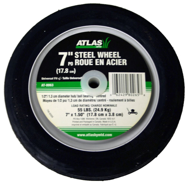 Steel Lawn Mower Wheel with Ball Bearings, 7-in x 1.5-in N8230