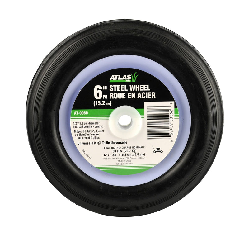 Steel Mower Wheel with Ball Bearings, 6-in W1852