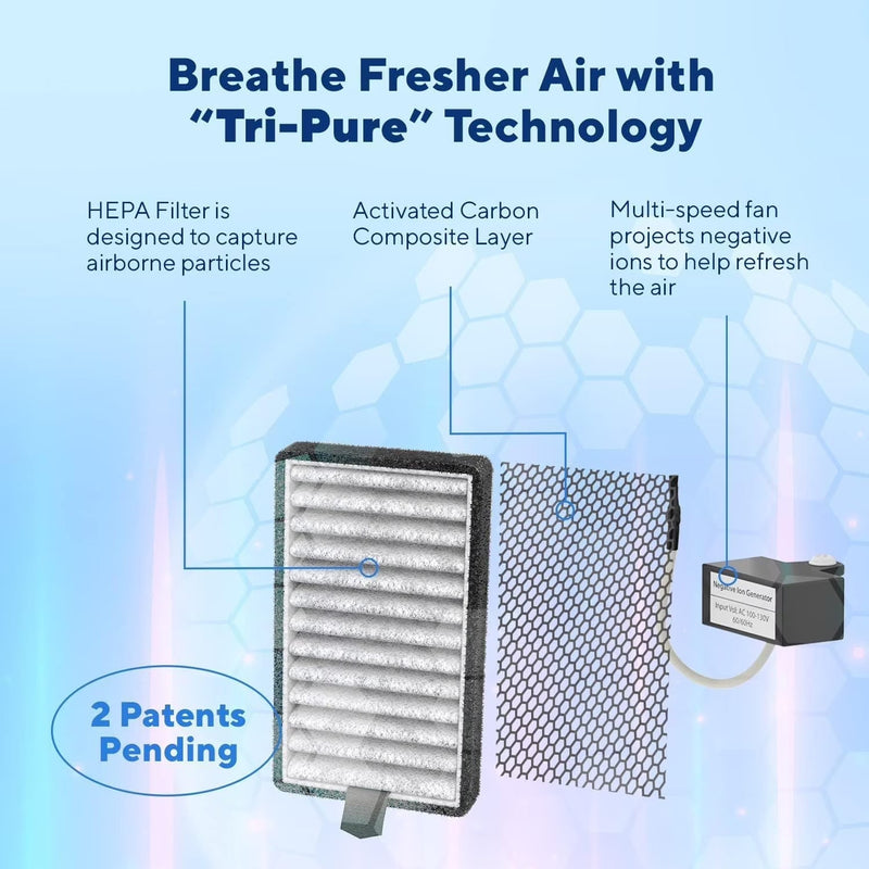 DSTx Portable Air Purifier - HEPA Filter, Plug-In Ionizer for Home, Bedroom, Pets, Smoke, Dust, and Odors F5985