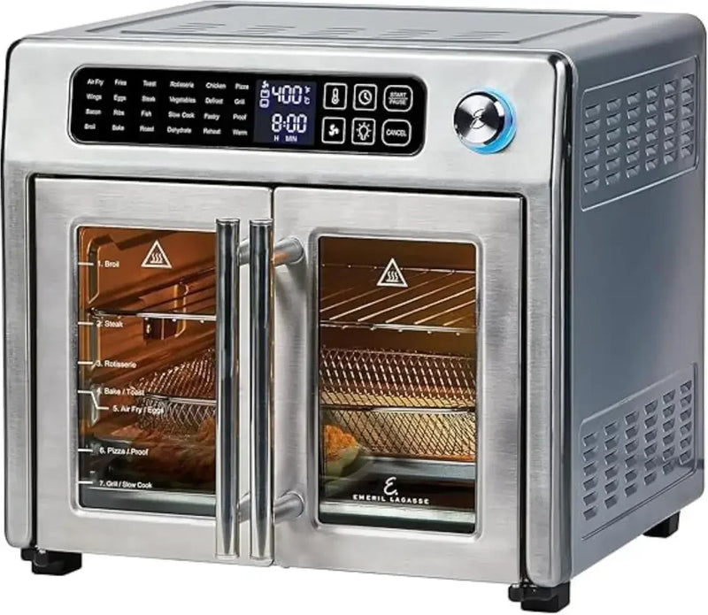 Emeril Lagasse 26 QT Extra Large Air Fryer, Convection Toaster Oven with French Doors, Stainless Steel U8989