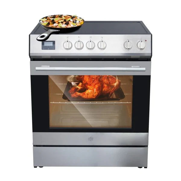 Front Control Electric Range Oven with 5 Cooktop Elements with 6 Cooking Power Options, Freestanding Oven, 5.0 cu. ft. Capacity Stainless Steel R9527
