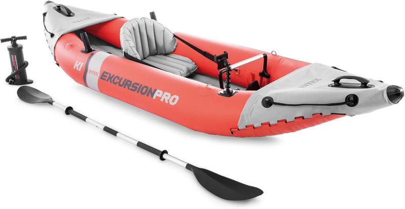 Excursion Pro Inflatable Kayak Set and Accessory Kit, Air Pump, and Carry Bag for Lakes and Rivers Q9286
