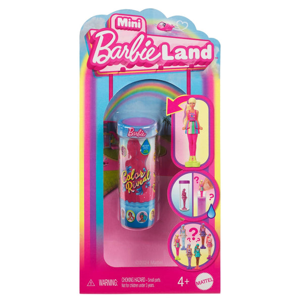 Mini BarbieLand Colour Reveal Doll with Surprise Water Reveal, Colour-Change Transformation Toy for Kids, Ages 4+, Assorted M6597