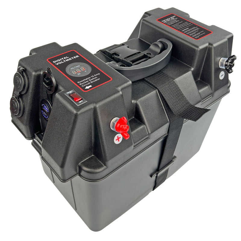 Battery Box Power Station with Charge Indicator, Black P9911