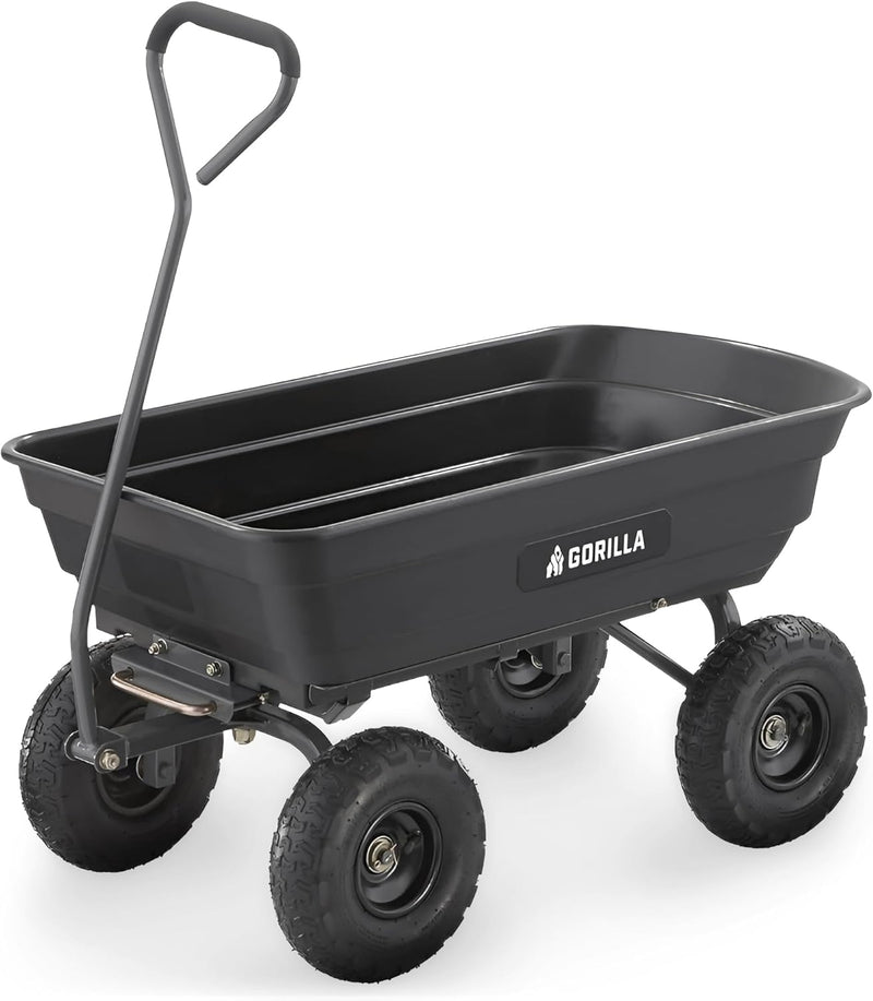 Heavy-duty multi-purpose garbage transfer cart garden cart, equipped with pneumatic tires, capacity 4 cubic feet - 600 pounds load capacity, outdoor wheeled cart, suitable for garden, gardening and landscaping work. Y9773