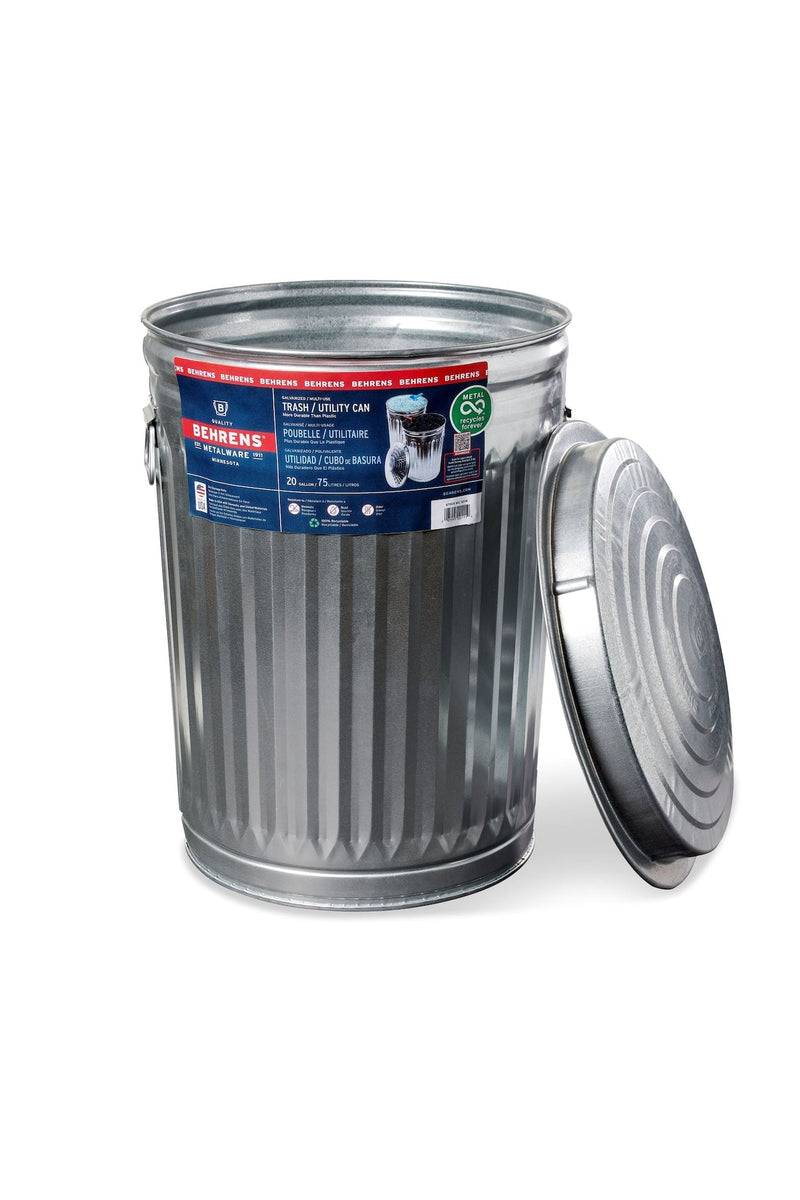 Galvanized Steel Circular Multi-Purpose Garbage Can, 75-L (19.8 US gal) N1630
