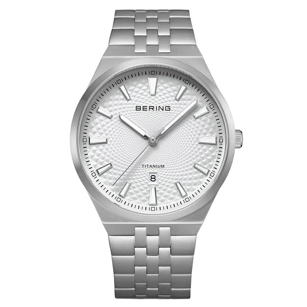 Bering Titanium White Silver-tone Guilloche Dial Men's Watch D9870