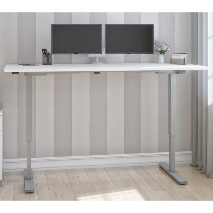 Bestar Upstand 76.2 cm x 182.9 cm (30 in. x 72 in.) Height Adjustable Desk with Dual Monitor Arm