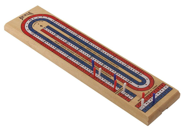 Bicycle 3-Track Color Coded Wooden Cribbage Board, Ages 14+ D7653