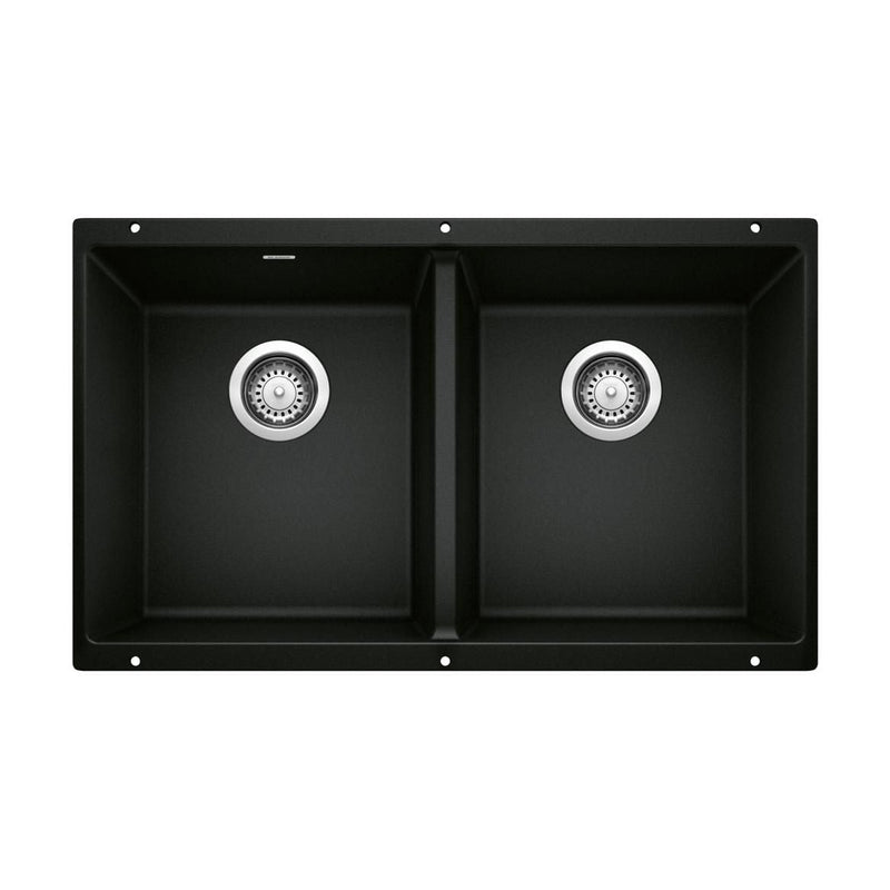 Precis 29-in 50/50 Double Bowl Undermount Kitchen Sink, Coal Black N1448