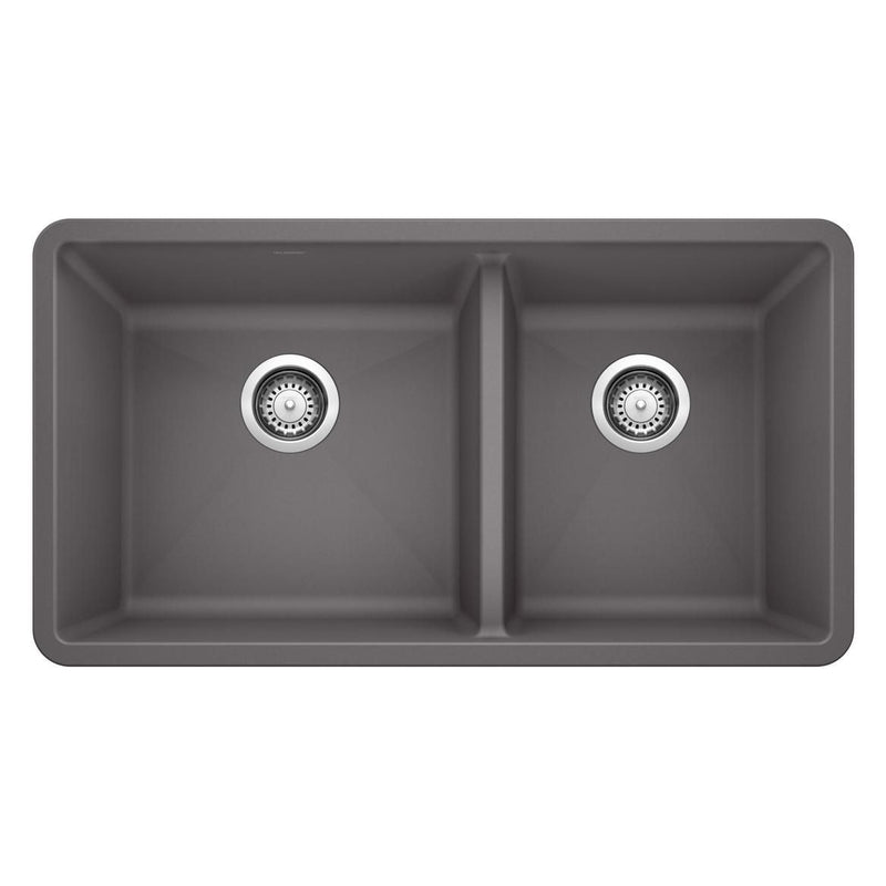 Precis 33-in 60/40 Double Bowl Undermount Kitchen Sink, Cinder Q6400