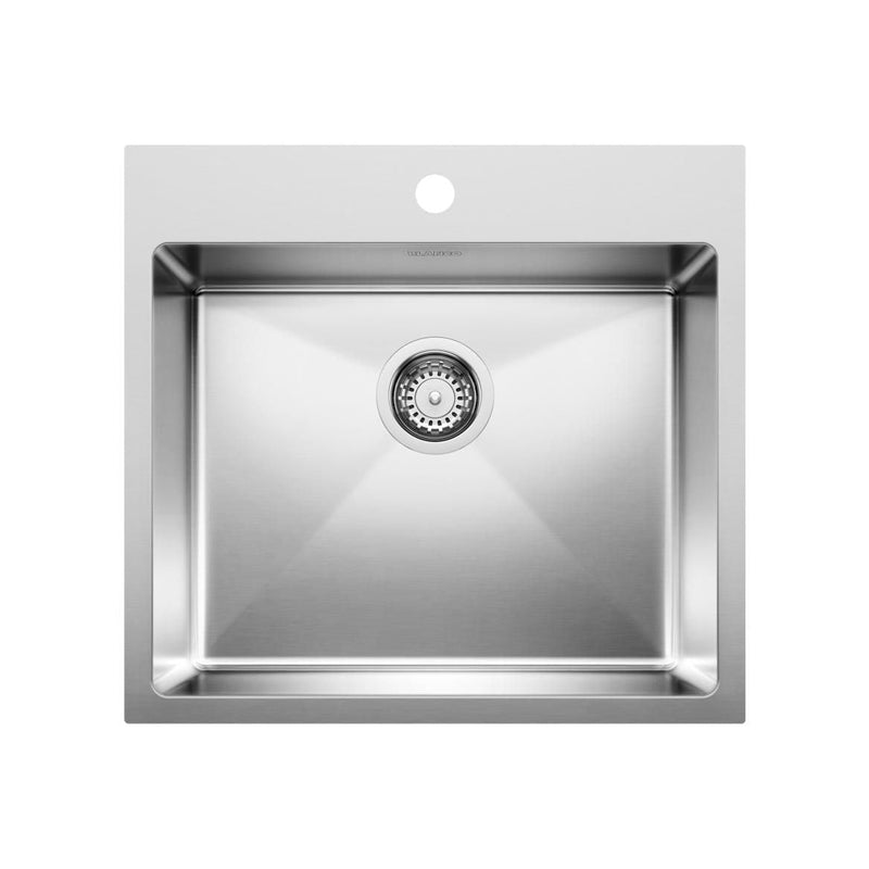 Quatrus R15 22-in Single Bowl Dual Mount Stainless Steel Kitchen Sink Q6744