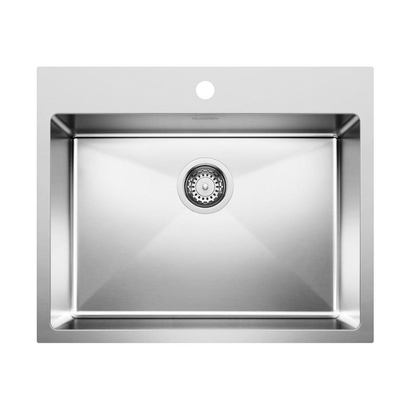 Quatrus R15 25-in Single Bowl Dual Mount Stainless Steel Kitchen Sink K8849