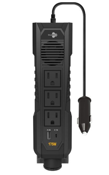 Power Inverter with USB Ports & Electrical Outlets, 175W W7041