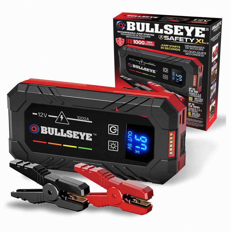 XL 1000A 12V Car Jump Starter, Portable Booster with Jumper Cables, 6.0-L Gas & 3.0-L Diesel, 1800mAh Rechargeable H8228
