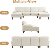 110" Sectional Couches Room,U Shaped Couch with Double Chaise, 4-Seat Sofa Set with Chenille Fabric for Home Furniture,Beige