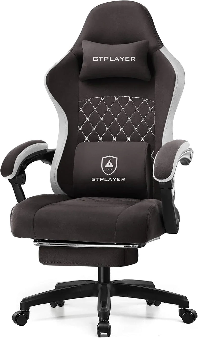 Gaming Chair, Computer Office Chair with Pocket Spring Cushion, Linkage Armrests and Footrest, High Back Ergonomic Computer Chair with Lumbar Support Task Chair with Footrest P3102