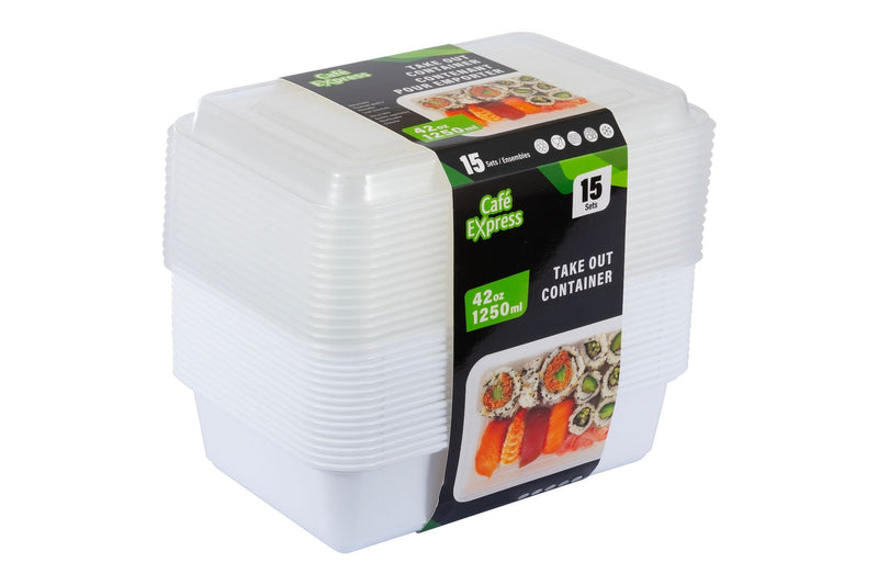 Rectangular Take Out Containers, 1.25-L, 15-pk R1231