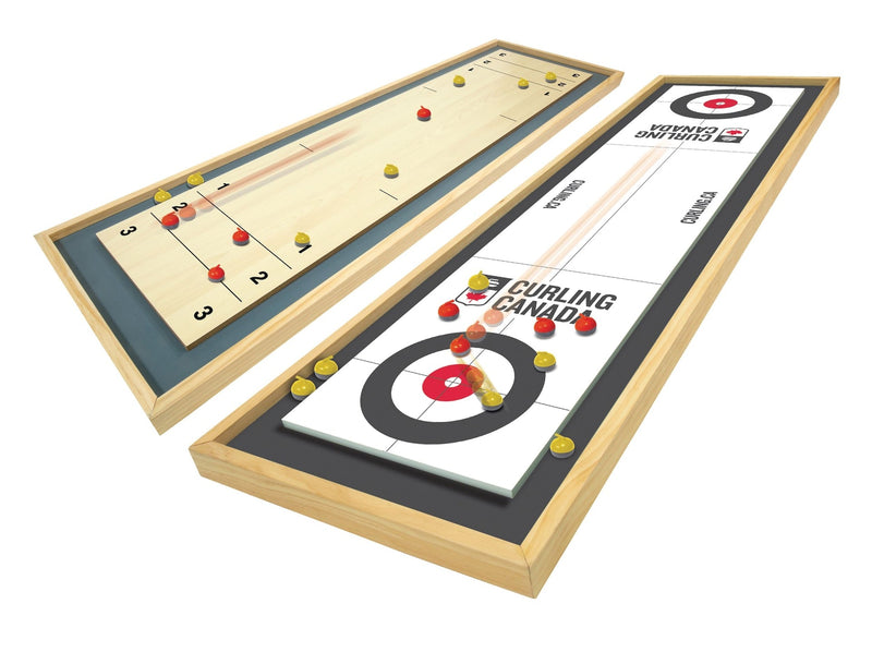 Canada Curling Game, Deluxe Wood 2-in-1 Double Sided Giant Table Top Game Set, 47-in, Ages 6+ N0017