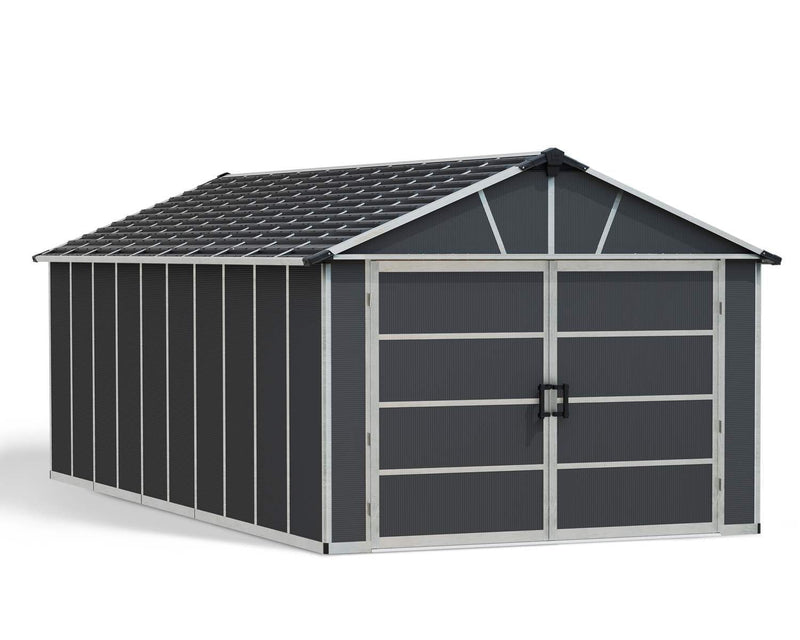 by Yukon 2-Door Car Garage/Utility Storage Shed Kit, Dark Grey, 11x21-ft F1884