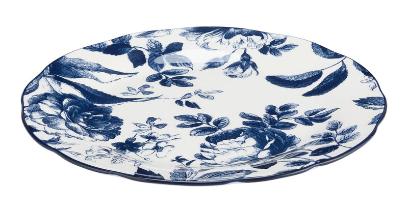 Augusta Stoneware Dinner Plate, 1-pc, White/Blue Floral P0148