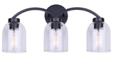 Bentbrook 3-Light Vanity with Glass Shade, Black