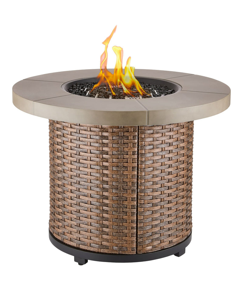 Bryce Stainless Steel Round Outdoor Gas Fire Table, 50,000 BTUs, 32-in D4462