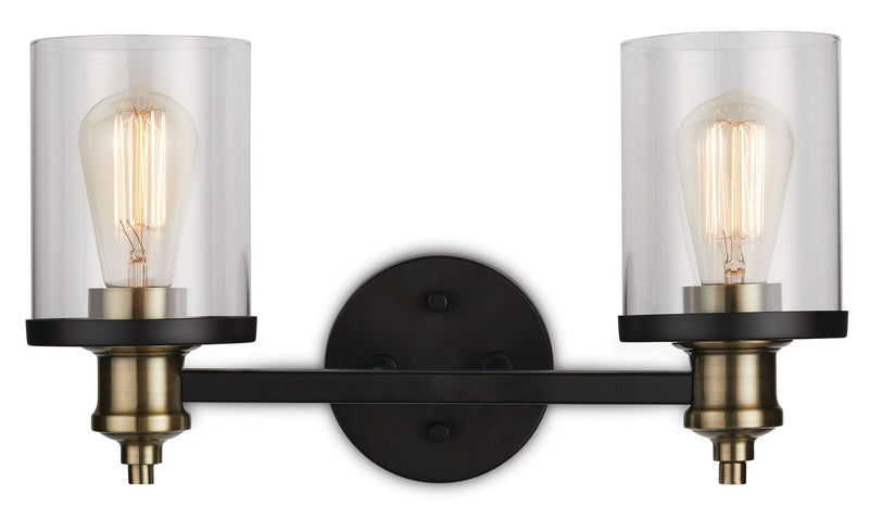 Calliet 2-Light Vanity Light, Matte Black/Brass K9477