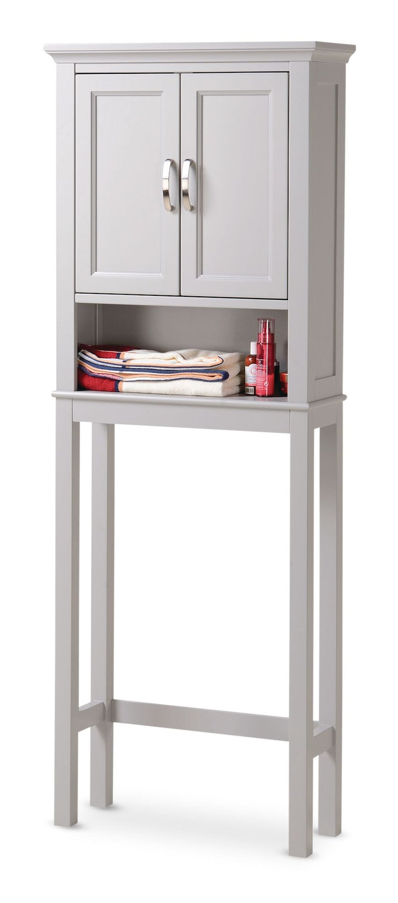 Elena 2-Door Over-The-Toilet Spacesaver Bathroom Storage Cabinet, Grey F7010