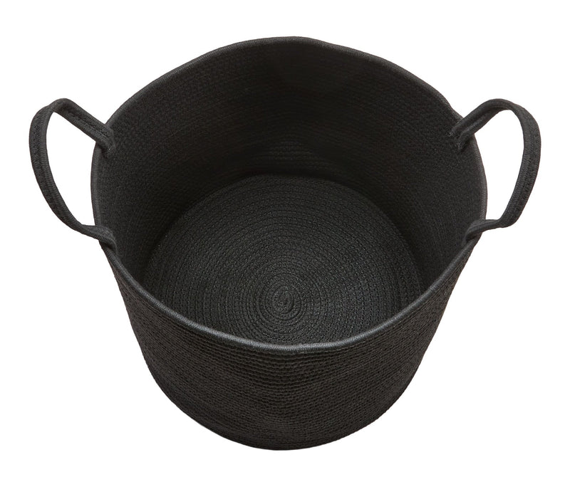 Finn Woven Cotton Rope Storage Basket, Black O8174