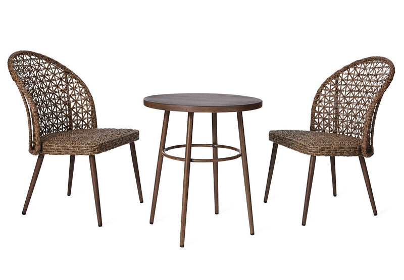 Grayling Wicker Outdoor Patio Chat Set with Padded Cushions, Brown, 3-pc M0286