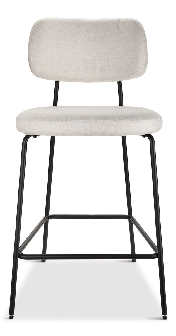 Kase Upholstered Counter Stool with Back Rest, Off-white/Light Grey B1024