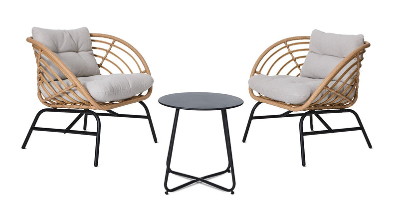 Leslieville Outdoor Patio Chat Set with Tufted Cushions, Brown, 3-pc X1875
