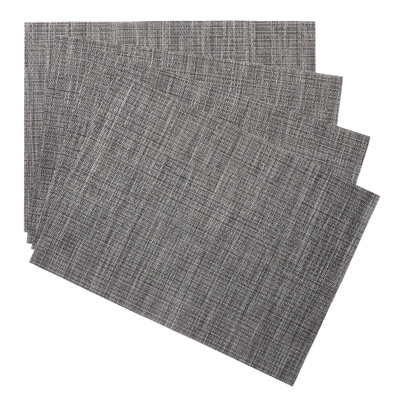 Lurex Rectangle Textilene Woven Placemat, Gunmetal, 13-in x 18-in, 4-pk J4257