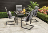 Minden Steel Outdoor Patio Dining Set with Glass Top Table, Grey, 5-pc