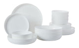 Opal Tempered Glass Modern Coupe Dinnerware Set, Serves 4, 16-pc