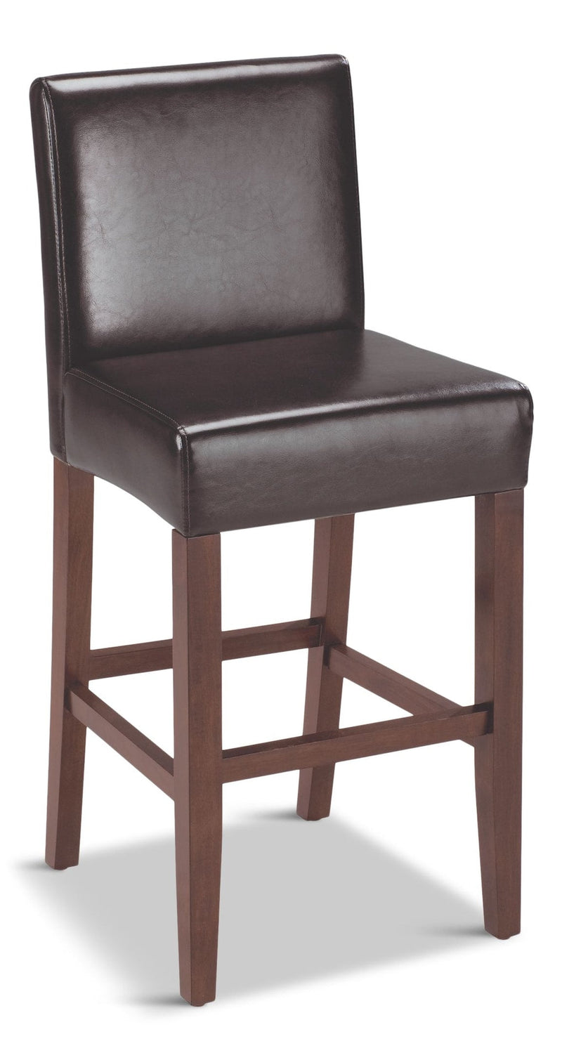 Parsons Wood & PU Leather Bar Stool With Backrest, Dark Brown D9413